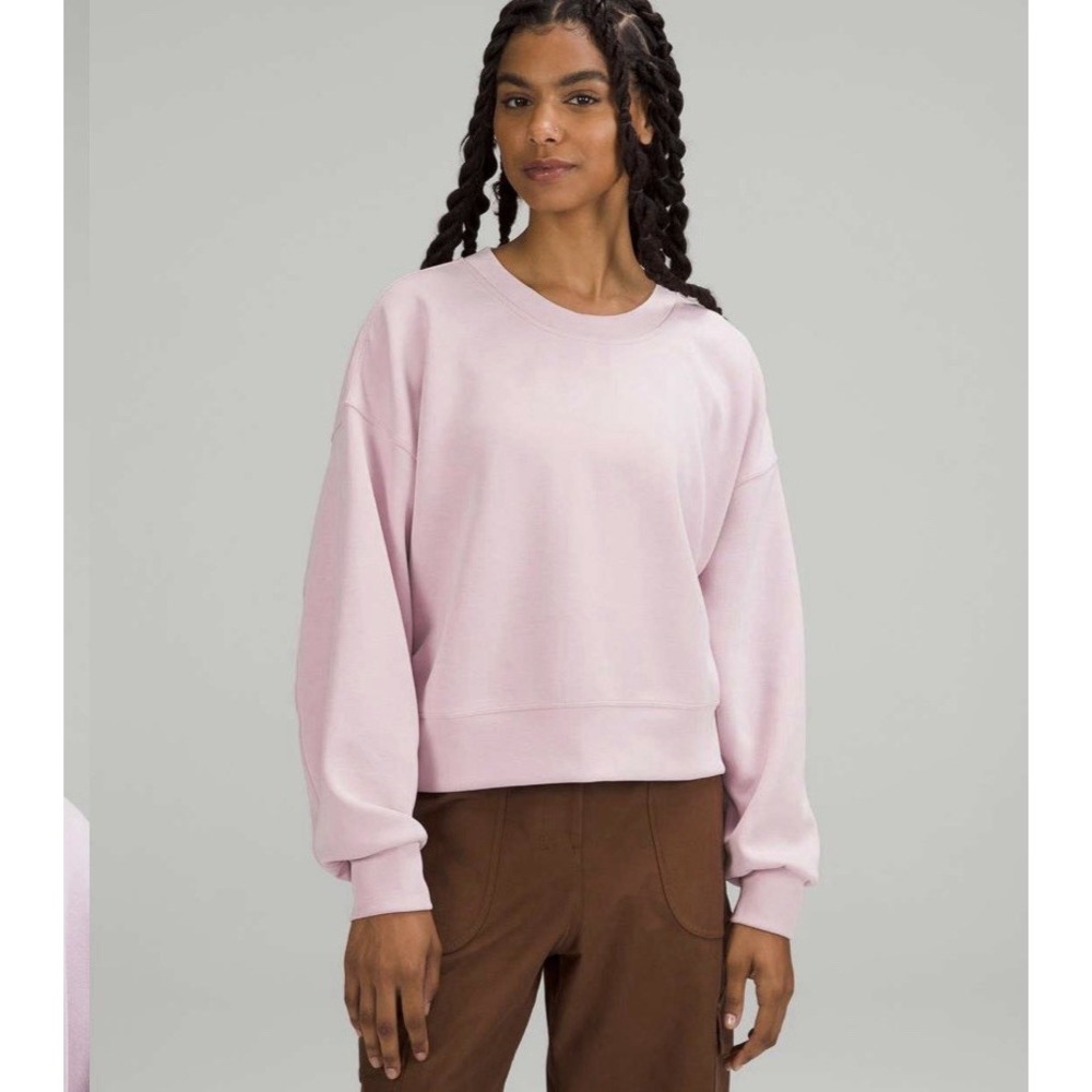 Lululemon Softstreme Perfectly Oversized Cropped Crew Pink Peony Size 8 Perfect